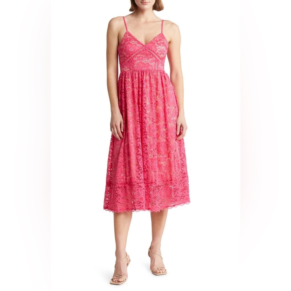 NSR
Crochet Stretch Lace Midi Dress